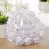 Party Decoration Heart-shape Pearl Rose Flowers Ring Box Romantic Wedding Jewelry Case Pillow Cushion Holder Valentine's Day Gift