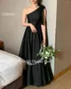 Party Dresses Fanan One-Shulder A-Line Evening Black Korea Satin Simple Elegant Women Formal Gowns Event Prom