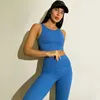 Nude Comfort Yoga Set High Elastic Fabric Sports Sports Tampa da cintura Tampa com bolso 2pcs Terno 240322