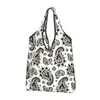 Grands sacs de courses réutilisables à motif Paisley, sac d'épicerie pliable, style Boho, lavable avec pochette