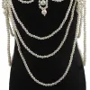 Collane retrò perla avanzate per perle in cristallo catena di gioielli sexy ahandamade abito da sposa da sposa con perline da donna con perline di grandi dimensioni