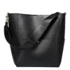 Drawstring Ladies Bags Style Wide Shoulder Strap Double Bucket Bag Stor kapacitet Tote Läder Kvinnor Messenger Package