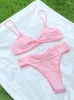 Dames Badmode 2024 Hoge Taille Bikini Roze Bikini KnoSwimsuit Vrouwen String Badpak Push Up Vrouwelijke Biquini Strandkleding