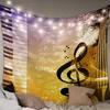 Arazzi Pianoforte Violoncello Nota musicale Stampato Grande Arazzo Hippie Appeso a parete Boho Room Art Decor Tappetini estetici Copriletto Coperta