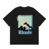 T 셔츠 Rhude Man 고품질 패션 디자이너 순수한 면화 목록 블라우스 짧은 슬리브 RH 프린트 편안