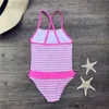 Summer Girls Swimwear Girls Rosa Striped Girls One Piece Swimsuits per bambini da bagno per 5-12 anni Bambini da bagno da bagno da bagno beachwear.