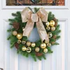 Dekoratif Çiçekler Noel Çelenk ön kapı için 12 inç yay pinekonlar çilek top süsleri açık kapalı dekorasyonlar
