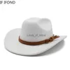 Wide Brim Hats Bucket Winter and Autumn Western Cowboy Hat Jazz Fedora Sombrero Hombre H240330