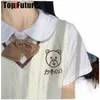 novo uniforme japonês JK colete de malha suéter uniforme escolar Cardigans JK UNIFORME branco PANDA bordado suéter 892k #