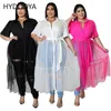 Maglia Patchwork Plus Size Top T-shirt Dr Abbigliamento donna Butt-up Manica corta Lg Top Streetwear Dropship all'ingrosso e99h #