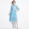 Boutique Women Lace Dress Summer Autumn Hollow Water-soluble Lace Dress High-end Noble Lady Dress OL Party Runway Dresses