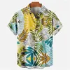 Chemises décontractées pour hommes Cocotier Hawaii Resort Chemise Vacances Plage Paysage floral Bouton à manches courtes imprimé