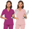 Dentista esfrega topos fi hotel workwear esfrega camisas uniforme médico cirurgia uniforme pet shop médico enfermeira blusa enfermagem l3e9 #