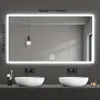 Écran intelligent LED pour salle de bain, miroir HD mural de maquillage lumineux, lumière blanche, simple touche (norme américaine), 1 pièce