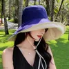 Berets Big Brim Solid Color Sun Sun Fisherman Hat Men Cotton Treasable Travel Travel Bucket Summer Women