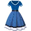 Sukienki imprezowe eleganckie sukienki kobiety vintage high talia duża huśtawka kobiet lat 50. 60. Rockabilly Polka Dot Pinup Ball Srain