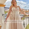 Robes de mariée élégantes, grande taille, col en cœur, manches appliquées, robes de mariée en Tulle, traîne de balayage, ligne a, Q7Pt #