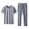 Tute da uomo Uomo Casual Completo a due pezzi Completo sportivo Set con T-shirt con scollo a O Pantaloni sportivi con coulisse in vita per tutti i giorni