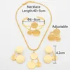 Necklace Earrings Set 18K Gold Plated Dubai For Women Round Pendant Ring Italian Wedding Accessory