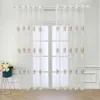 American Luxury Peony Embroidery Tulle Curtain For Living Room European Elegant Flower Sheer Voile Drapes Bedroom 240321
