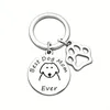 Stainless Steel Engraved Dog Tag Best Dog Cat Mom Ever Cat Claw Accessories Pet Key Chain