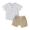 Clothing Sets Pudcoco Born Baby Boy Summer Outfits Henley Shirt Soft Pocket Short Sleeve Tops Shorts Infant Clothes 6M-4T