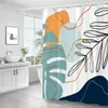 Douchegordijnen Scandinavische stijl gordijn Plant Bladeren Bad Print Polyester Stof Waterdichte badkamer met haken Scherm