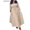 D3171 Womens 2024 Spring/Summer New Fashionable Style Lace Up Large Size Long Dress