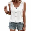 Tallas grandes de gran tamaño para mujer Fi Sleevel Tank Chaleco Tops Ladies Summer Holiday Beach Camiseta casual Camiseta Ropa para mujer X0Dn #