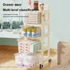 Kitchen Storage Cart For Drawer-Type Removable Rack Trolley Transparent Island Multi-Layer Cabinet