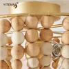 Ceiling Lights Small Wooden Beads Light Boho Bedroom Lamp Entryway Hallway Loft 2 For Low Nordic Baby Room