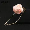 Yo Cho Groomsmen Boutniere Hochzeit Corsage Männer Brosche Pin Burdy Silk Rose Frühtnoom Boutniere Hochzeit FR ACCOY P8DL#