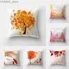 Kudde Autumn Landscape Printing Case Maple Leaf Tree Plant SOFA CUSHION COVER Office Car Creative Decoration Home Y240401