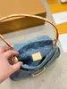 24SS Kvinnors lyxhandväska Designer denim Sunset Stor götväska Kvinnors handväska underarmsäck Crossbody Bag axelväska Purse 27 cm