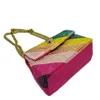 Rainbow Suede Women Purse Foging Colorful Cross Body Bag Patchwork Ste Handbag E0A3#