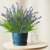 Decorative Flowers 6Pcs Artificial Plants Fake Grass With Forever-in-bloom Lavender Garden Porch Window Box Outdoor Decoration