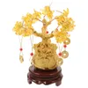 Fiori decorativi Decorazioni da scrivania in oro Albero dorato Statua Reiki Figurine Pietra Ufficio ricchezza in legno Set di foglie bonsai per la casa naturale