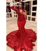 Party Dresses Fashion Red Mermaid Evening Dress Aso Ebi Plus Size Black Girls Sequin Prom 2024 Sparkly Birthday Formal Engagement