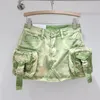 Dames shorts retro driedimensionale pocket werkkleding denim vrouwen zomer nieuwe slanke sexy hot girl a line heup rok