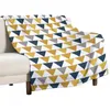 Blankets Arrows: Light Mustard Yellow Dark Blue Grey And White Geometric Pattern Throw Blanket Designer