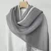 Veckad fast färg halsduk för kvinnor sommarsolskydd vår höst mode sjal tunt bomullslinne silkescarf 150*cm w277 240320