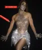Rhineste Tassel Latin Dance Dr Sexy Women Elastic Mesh Net Perspective Crystal Leotard 가수 무대 복장 U4B7#
