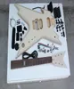 Factory electric Unusual Shape semifinished guitar kits With Double Rock BridgeDIY guitarFlame Maple VeneerBlack Hardwarecan 3169651