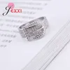 Cluster Rings Unique Belt Shape Design Micro Pave Rhinestones Wide 925 Sterling Silver Band For Women Wedding Anniversary