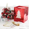 Present Wrap 10st Single Sided Transparent Christmas Handbag Tree Pattern Packaging Bag High End Handheld Paper