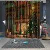 Duschgardiner Janeyu Creative Santa Digital Print Waterproof Curtain