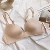 Bras Japanese Seamless Glossy Gathered Underwear Women's Simple Pure Color No Steel Ring Comfortable Triangular Cup Bra
