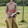 Китайские традиционные женские топы из льна, элегантная одежда Hanfu Qriental Tang Dr, однотонная футболка с воротником-стойкой в стиле ретро, A66P #