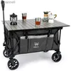 Camp Furniture Whitsunday Folding Collapsible Utility Camping Park Wagon Cart with Aluminium Table Plate (Gray) YQ240330