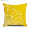 Pillow 45x45cm Nordic Sunflower case Simple Yellow Square Cushion Cover Sofa Car Fashion Ornament Home Decoration Y240401